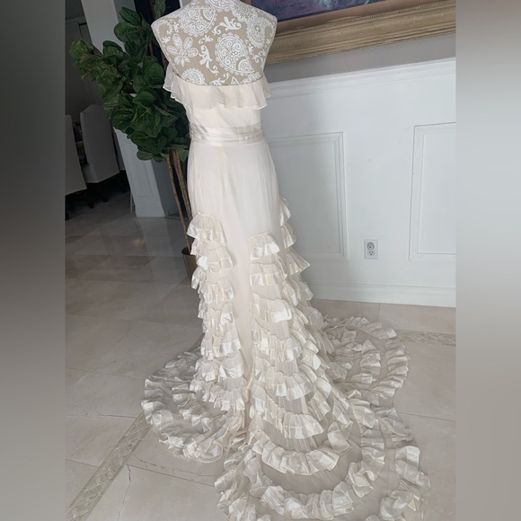 Milly Ruffle Milly | Dresses | Milly Ruffle Wedding Silk Dress Size 6 | Poshmark